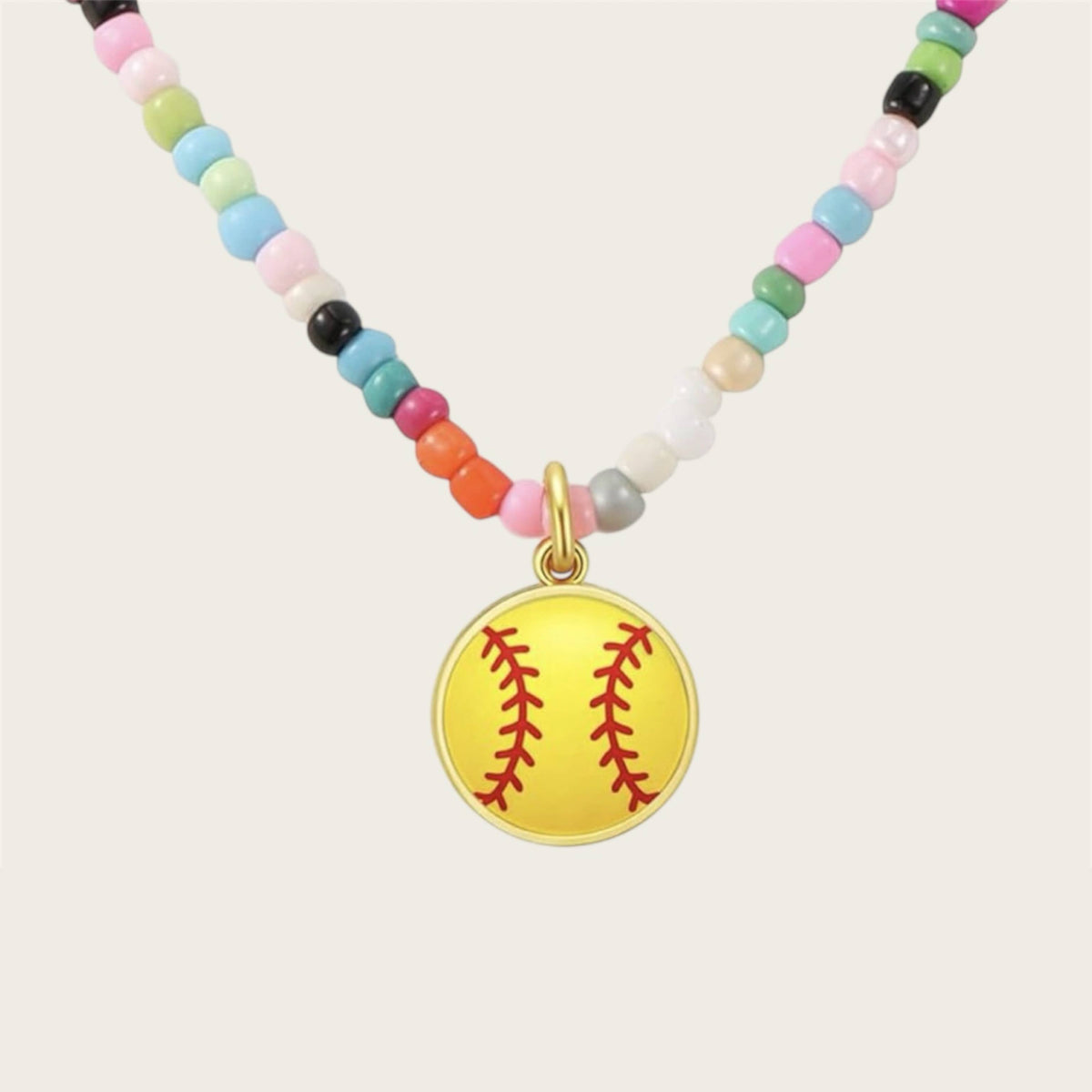 Beaded softball necklace