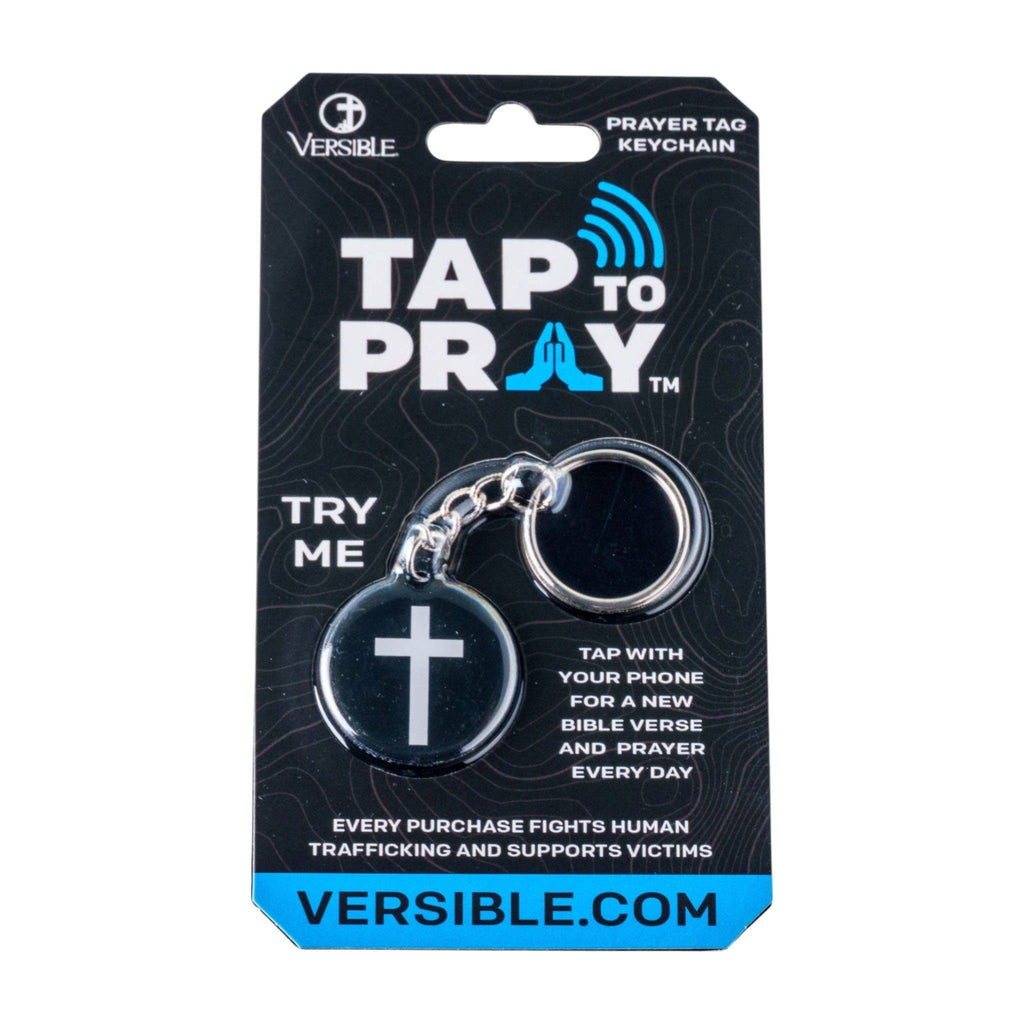 Tap To Pray® Acrylic Keychain: Black + Cross