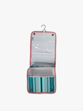Mary Grace Striped Cotton Toiletry/Cosmetic Kit: Teal/Pink
