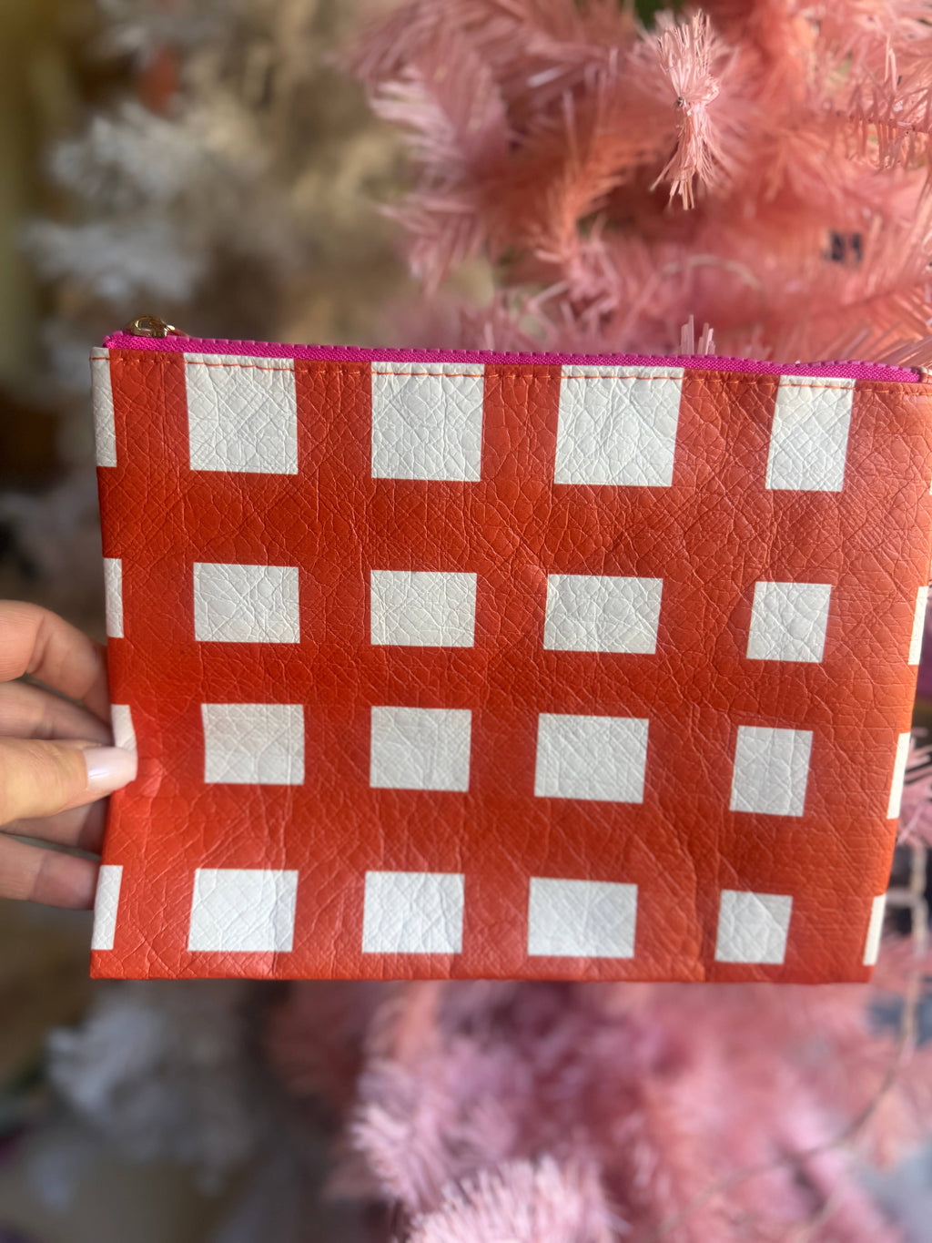 Orange Zipper Pouch Bag