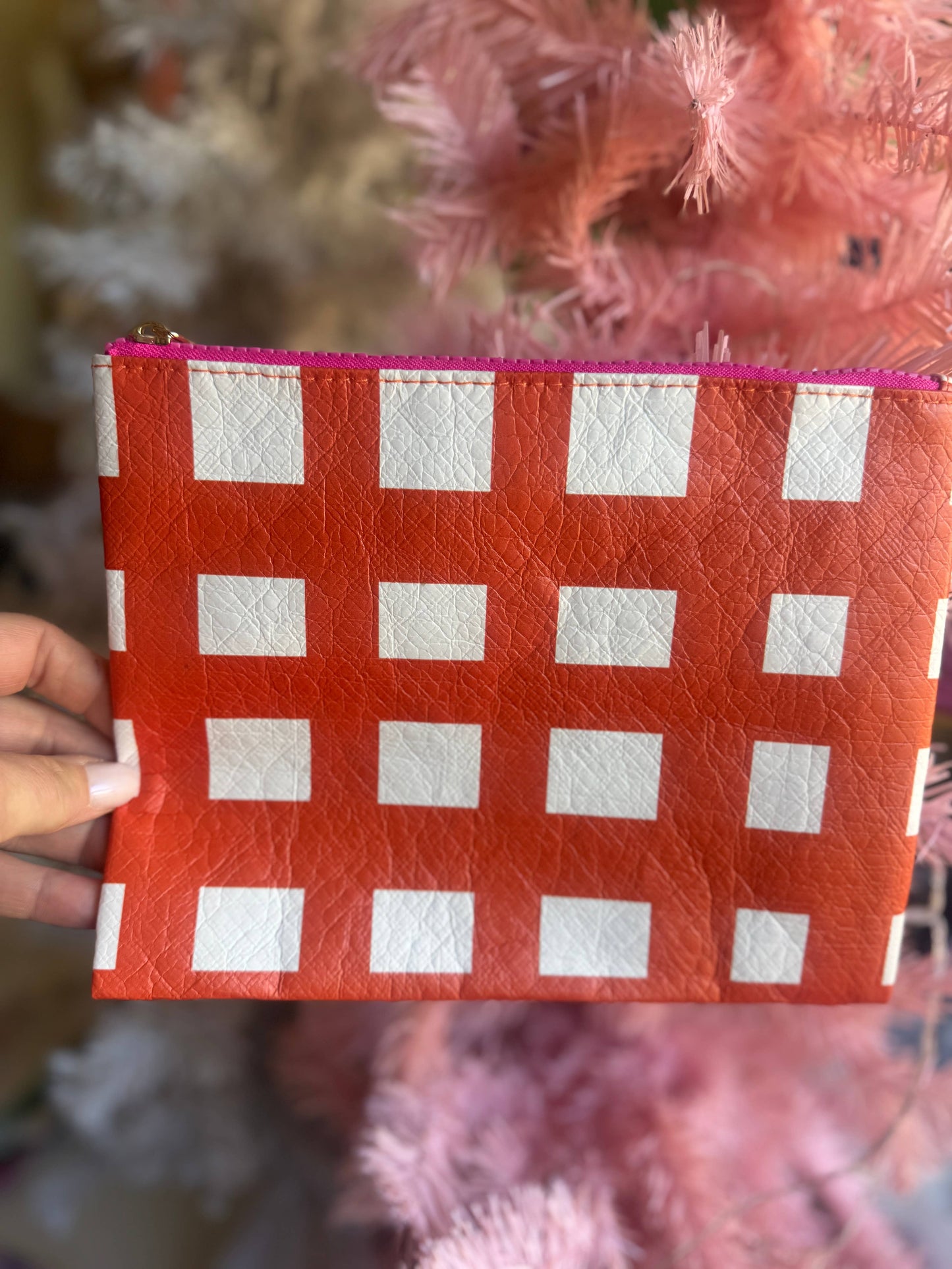 Orange Zipper Pouch Bag