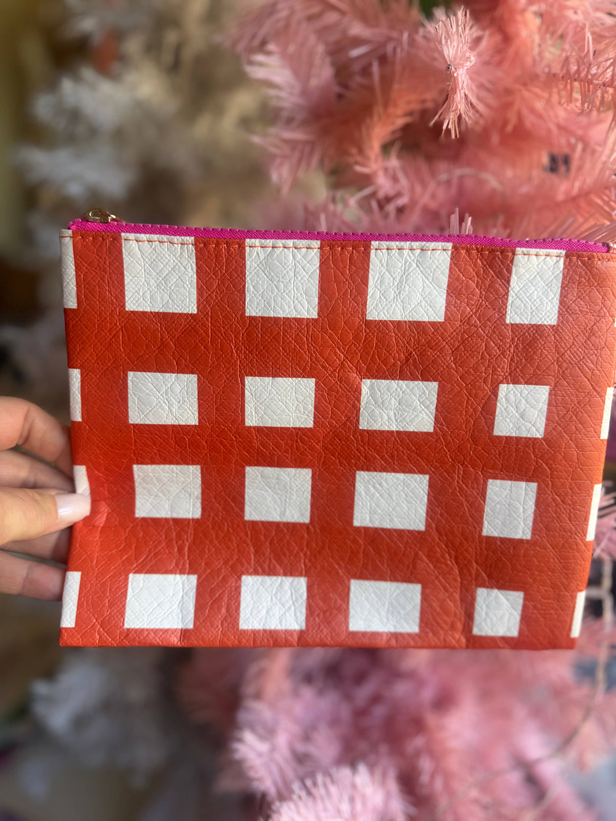 Orange Zipper Pouch Bag