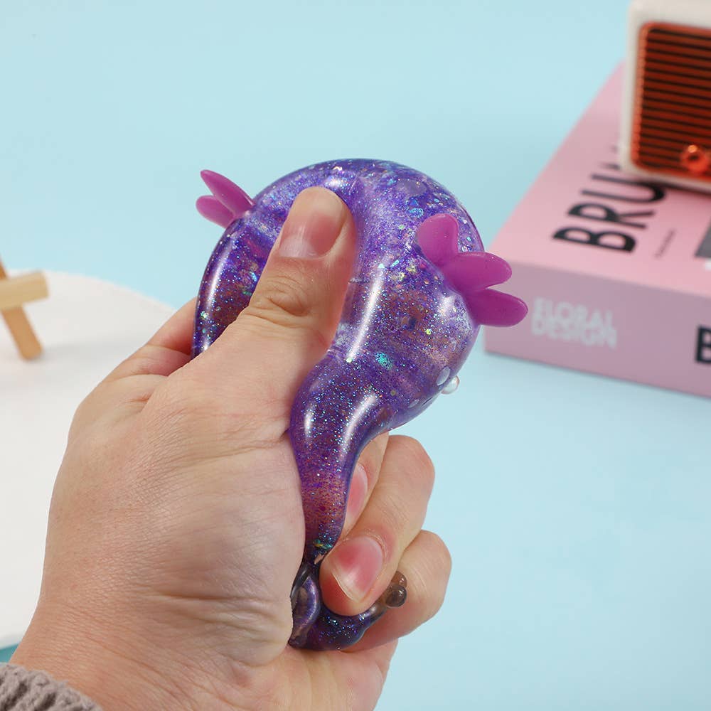 Glitter Salamander Stress Relief Squishy Toy: Purple