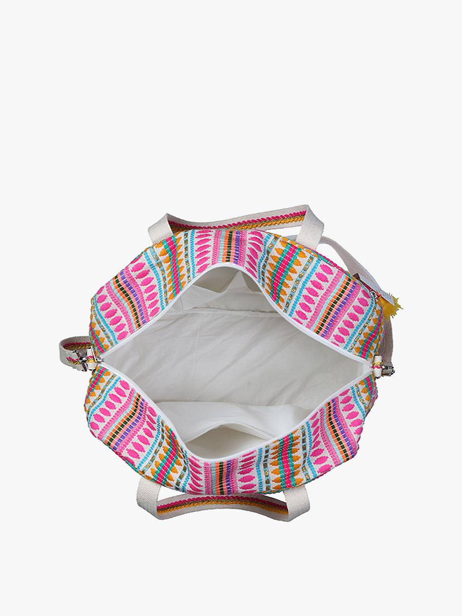Keaton Aztec Cotton Weekender w/ Triple Tassels: Multi