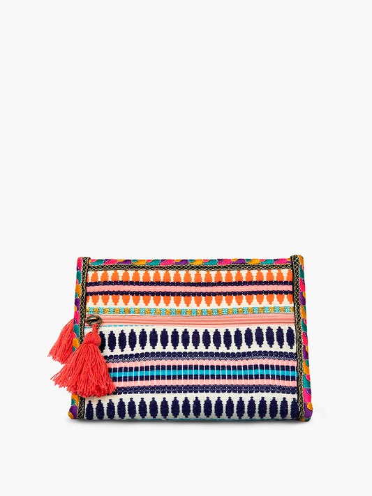 Emberlyn Patterned Triangular Cotton Pouch: Multi