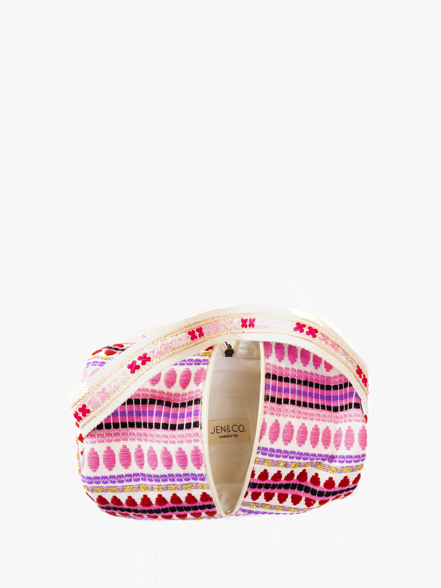 Cami Middle Zip Cosmetic Case/Bag: Pink/Purple