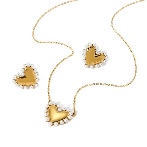 Pearl Heart Earrings